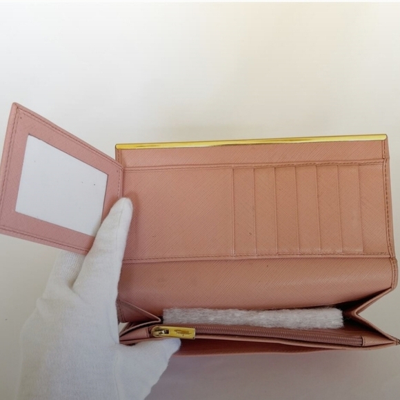 Salvatore Ferragamo Continental Pink Wallet with Gold Accents - Picture 5 of 10
